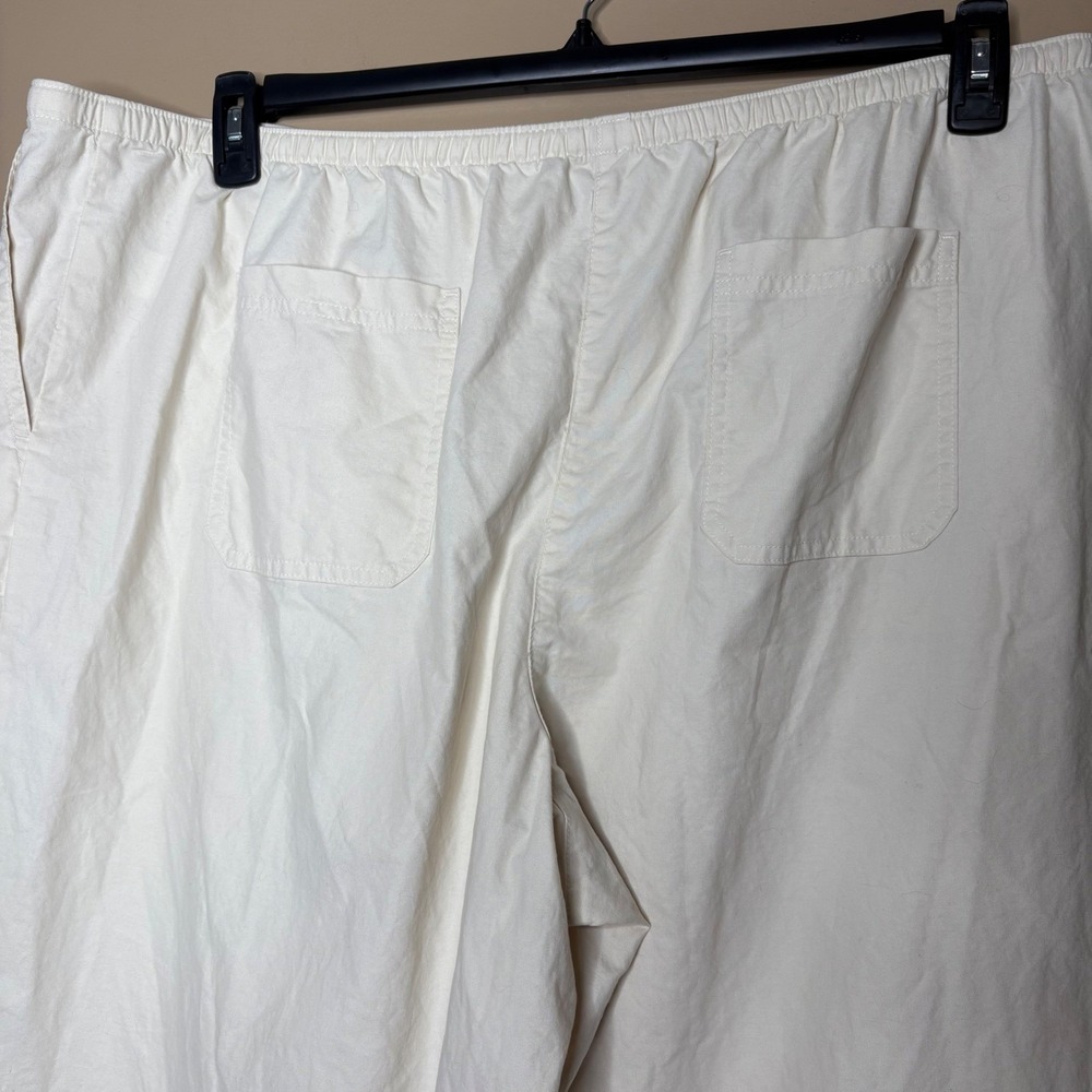 LL Bean Classic Fit Beige Cotton Pull On Drawstring Pants 2X Plus Casual Comfort - Picture 7 of 9